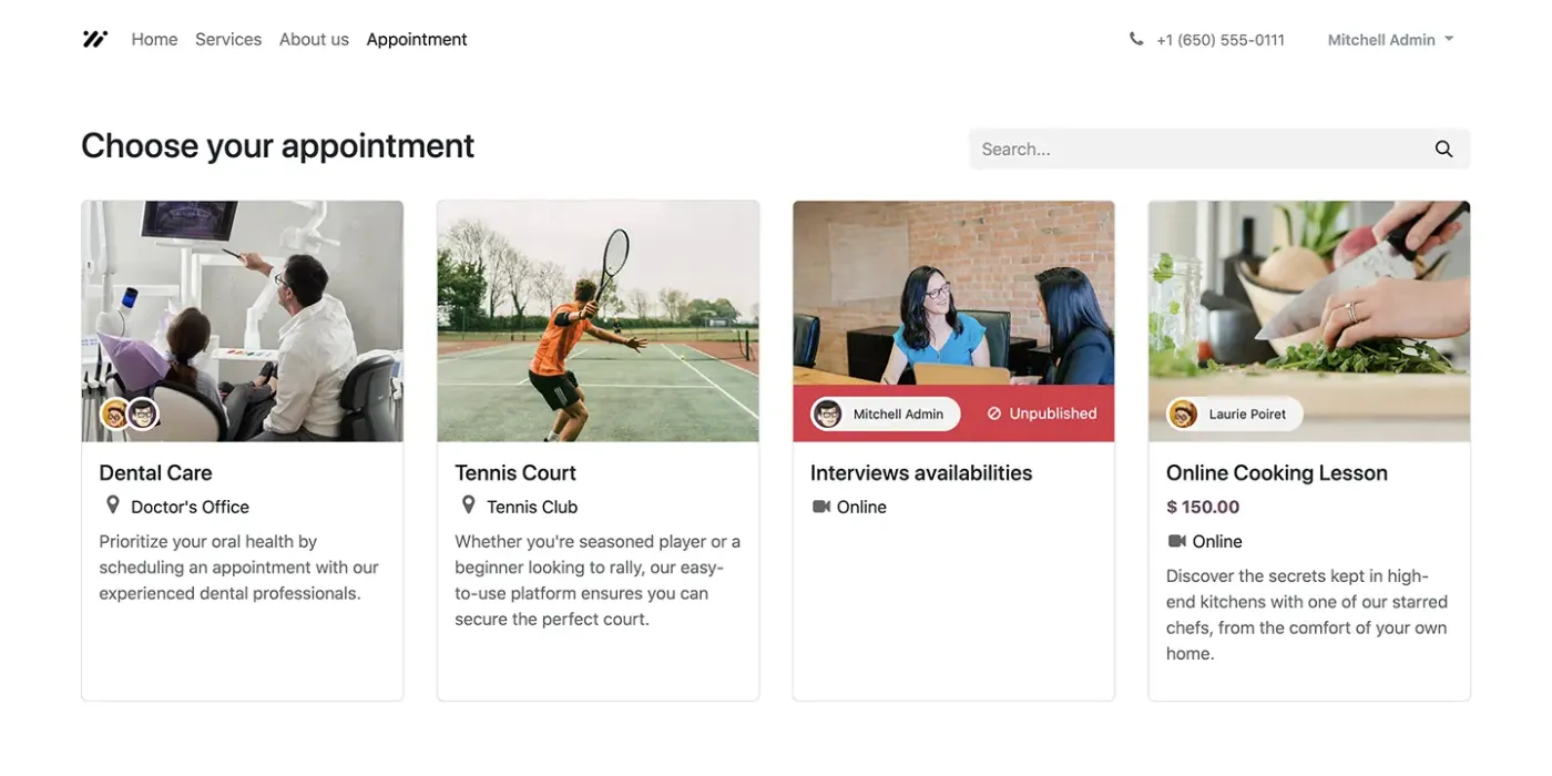 Odoo Appointments app screenshot