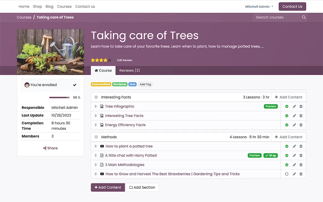 Odoo eLearning app screenshot