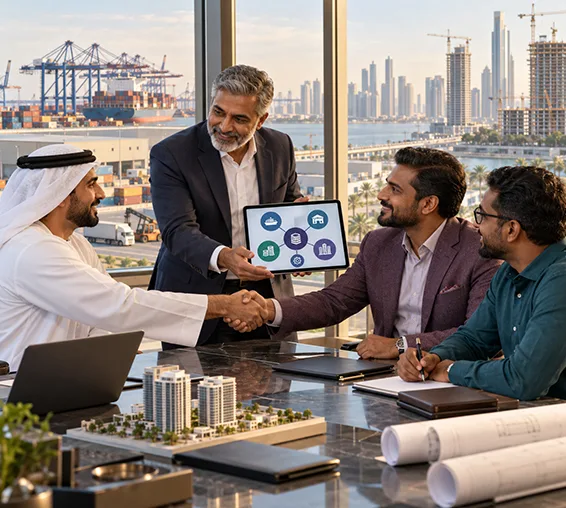 Business team working together in a modern office